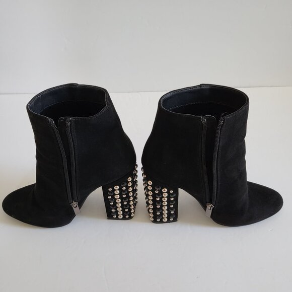 Forever 21 Velvet Suede Heels Booties Womens Size 7 (US)  Side Zip Studs Accent - Picture 2 of 15